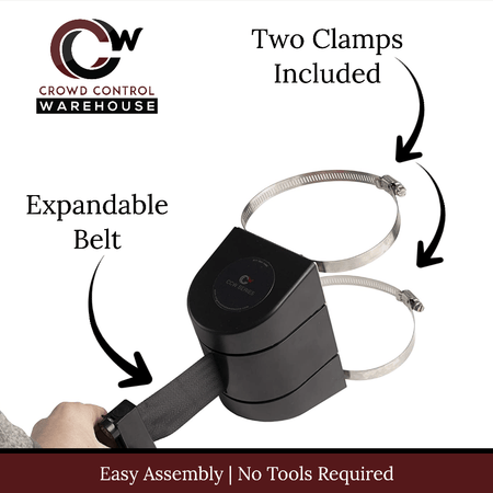 Clamp Wall Mount, Black ABS Case with Magnetic Belt End, 10, 13, and 15 Ft. Belts - CCW Series WMB - 220 - Crowd Control Warehouse