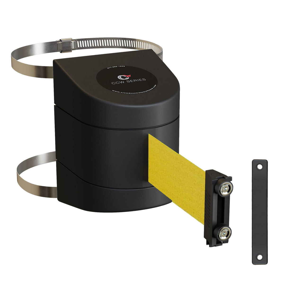 Clamp Wall Mount, Black ABS Case with Magnetic Belt End, 10, 13, and 15 Ft. Belts - CCW Series WMB - 220 - Crowd Control Warehouse