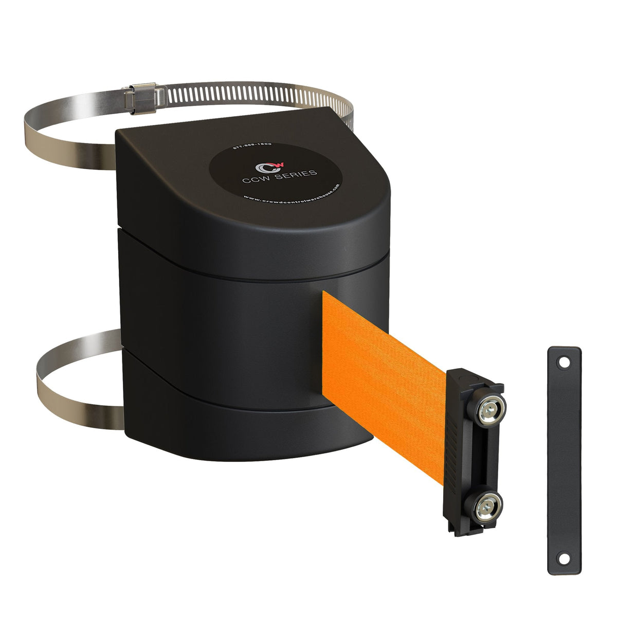 Clamp Wall Mount, Black ABS Case with Magnetic Belt End, 20, 25, and 30 Ft. Belts - CCW Series WMB - 230 - Crowd Control Warehouse