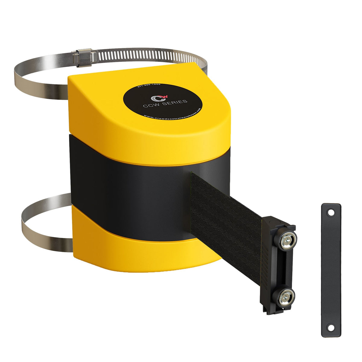 Clamp Wall Mount, Yellow ABS Case with Magnetic Belt End, 20, 25, and 30 Ft. Belts - CCW Series WMB - 230 - Crowd Control Warehouse