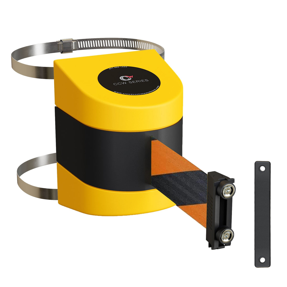Clamp Wall Mount, Yellow ABS Case with Magnetic Belt End, 20, 25, and 30 Ft. Belts - CCW Series WMB - 230 - Crowd Control Warehouse