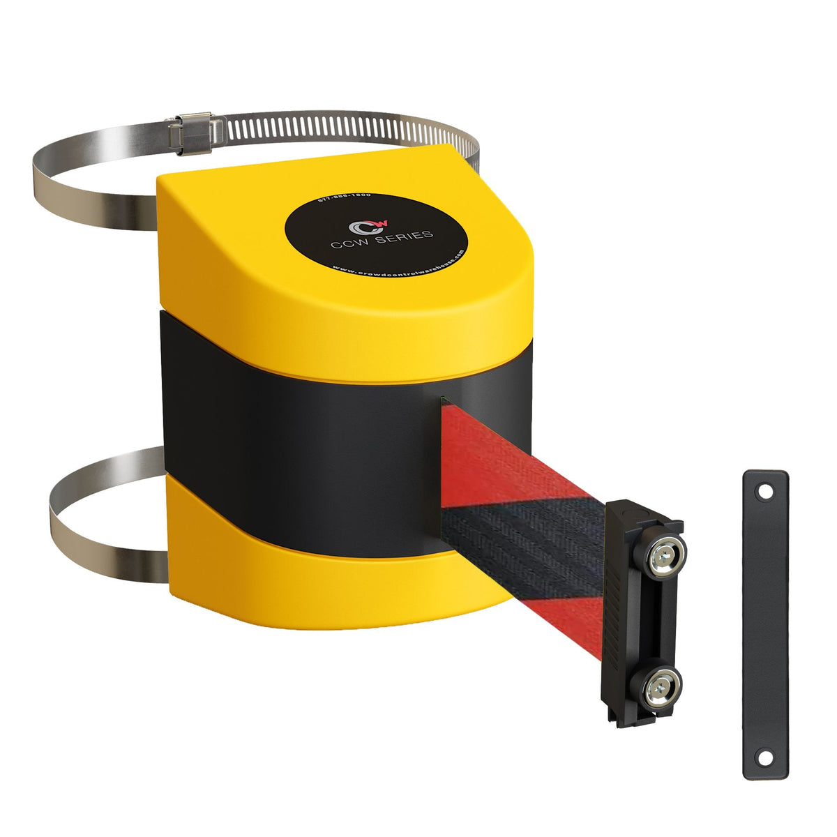 Clamp Wall Mount, Yellow ABS Case with Magnetic Belt End, 20, 25, and 30 Ft. Belts - CCW Series WMB - 230 - Crowd Control Warehouse