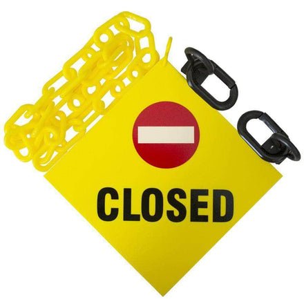 Closed sign with chains