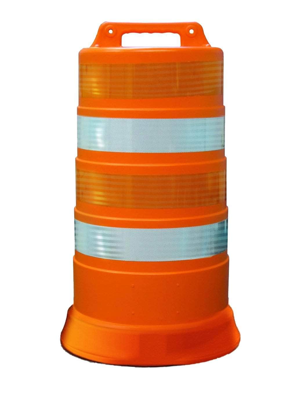 Commander Traffic Barrel with Reflective Tape and Tire Ring Base Option - Crowd Control Warehouse
