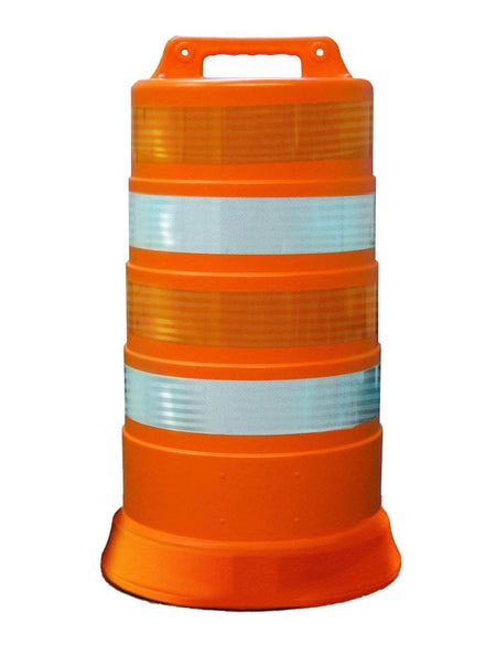 Commander Traffic Barrel with Reflective Tape and Tire Ring Base Option - Crowd Control Warehouse