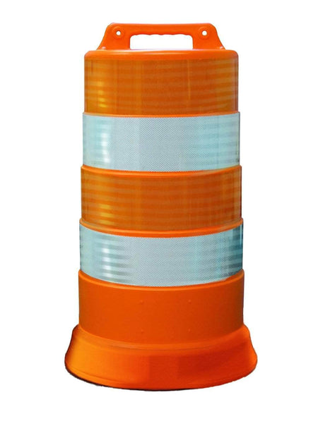 Commander Traffic Barrel with Reflective Tape and Tire Ring Base Option - Crowd Control Warehouse