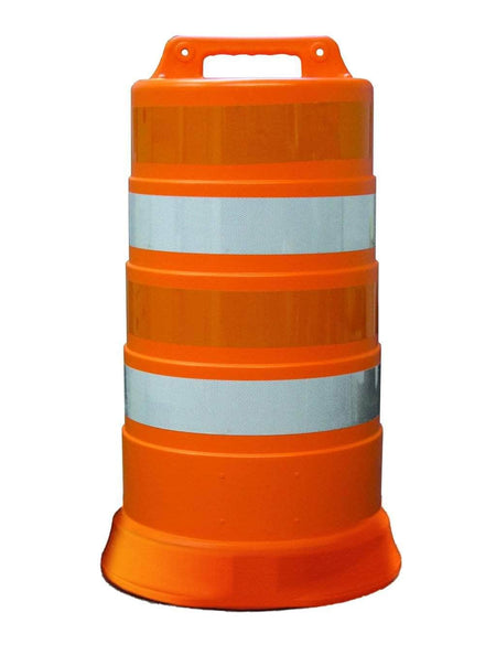 Commander Traffic Barrel with Reflective Tape and Tire Ring Base Option - Crowd Control Warehouse