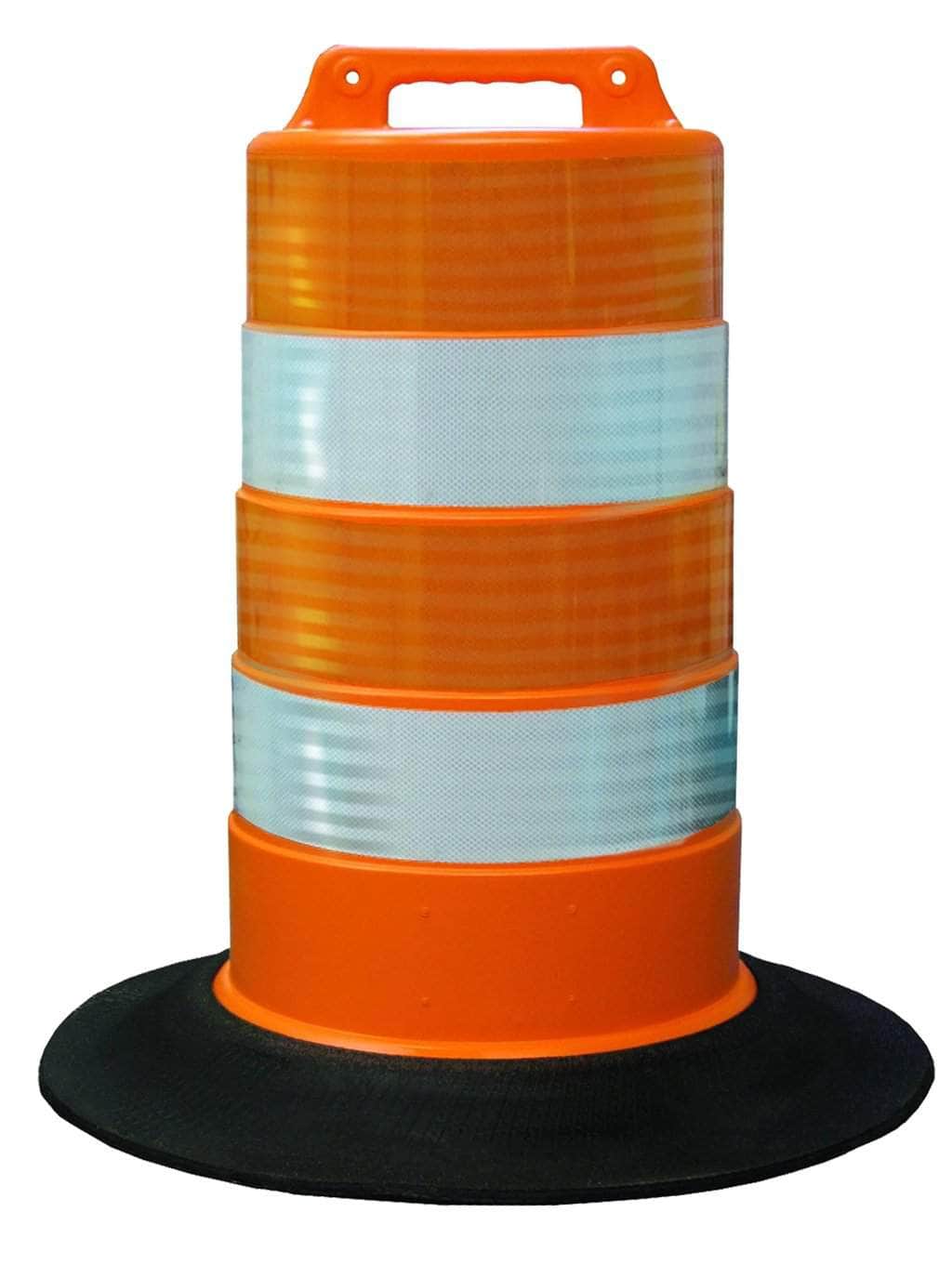 Commander Traffic Barrel with Reflective Tape and Tire Ring Base Option - Crowd Control Warehouse