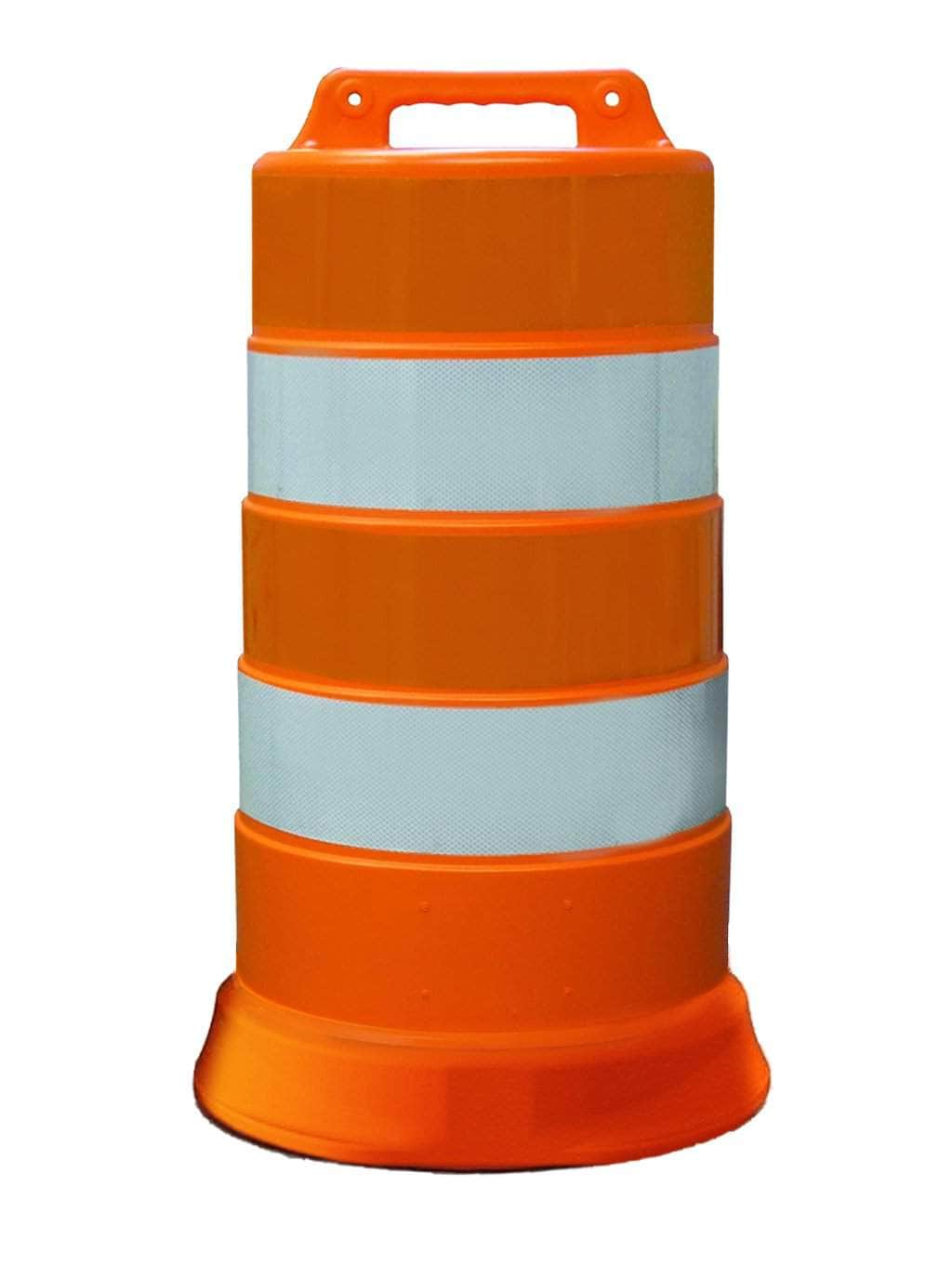 Commander Traffic Barrel with Reflective Tape and Tire Ring Base Option - Crowd Control Warehouse