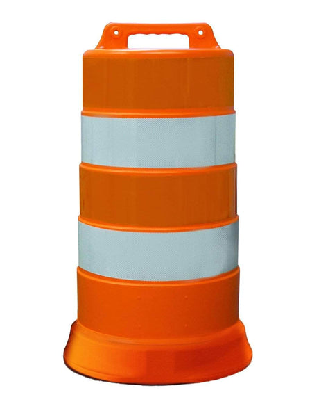 Commander Traffic Barrel with Reflective Tape and Tire Ring Base Option - Crowd Control Warehouse