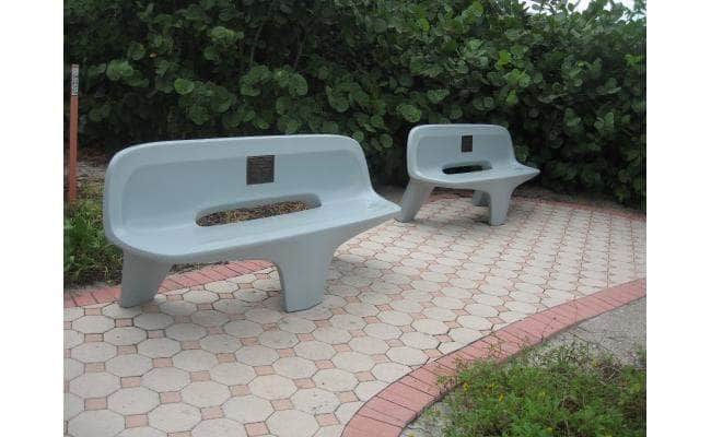 Concrete Tripod Park Bench with Back - Crowd Control Warehouse