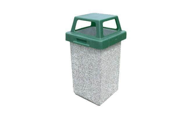 Concrete Waste Container with 4 - way Lid - 30 Gallon Capacity - Crowd Control Warehouse