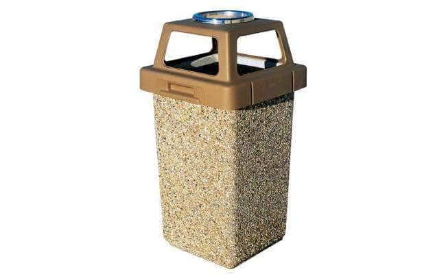 Concrete Waste Container with 4 - way Lid and Ash Snuffer - 30 Gallon Capacity - Crowd Control Warehouse