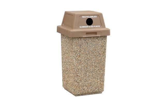 Concrete Waste Container with Recycling Lid - 30 Gallon Capacity - Crowd Control Warehouse