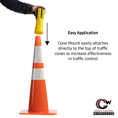 Cone - Mounted Retractable Belt Barrier, 11 Ft. Belt - Trafford Industrial - Crowd Control Warehouse