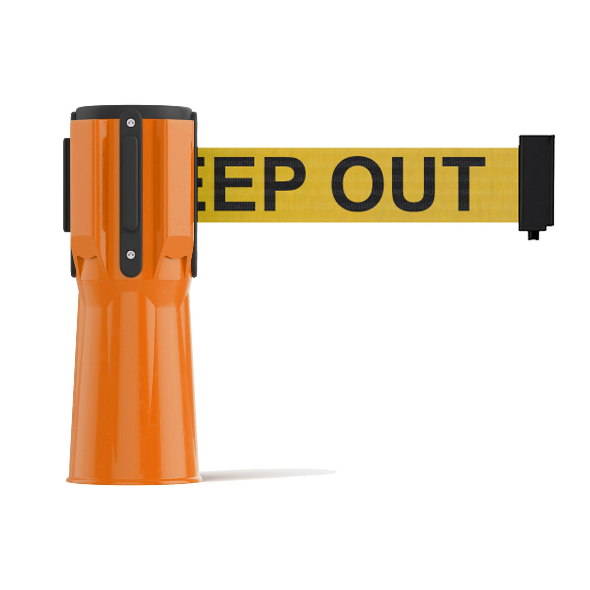 Cone - Mounted Retractable Belt Barrier, 7.5 Ft. Belt - Trafford Industrial - Crowd Control Warehouse