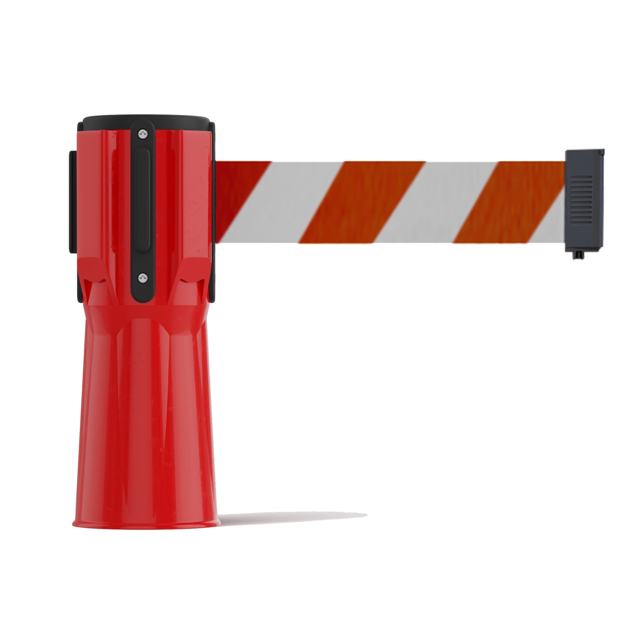Cone - Mounted Retractable Belt Barrier, 7.5 Ft. Belt - Trafford Industrial - Crowd Control Warehouse