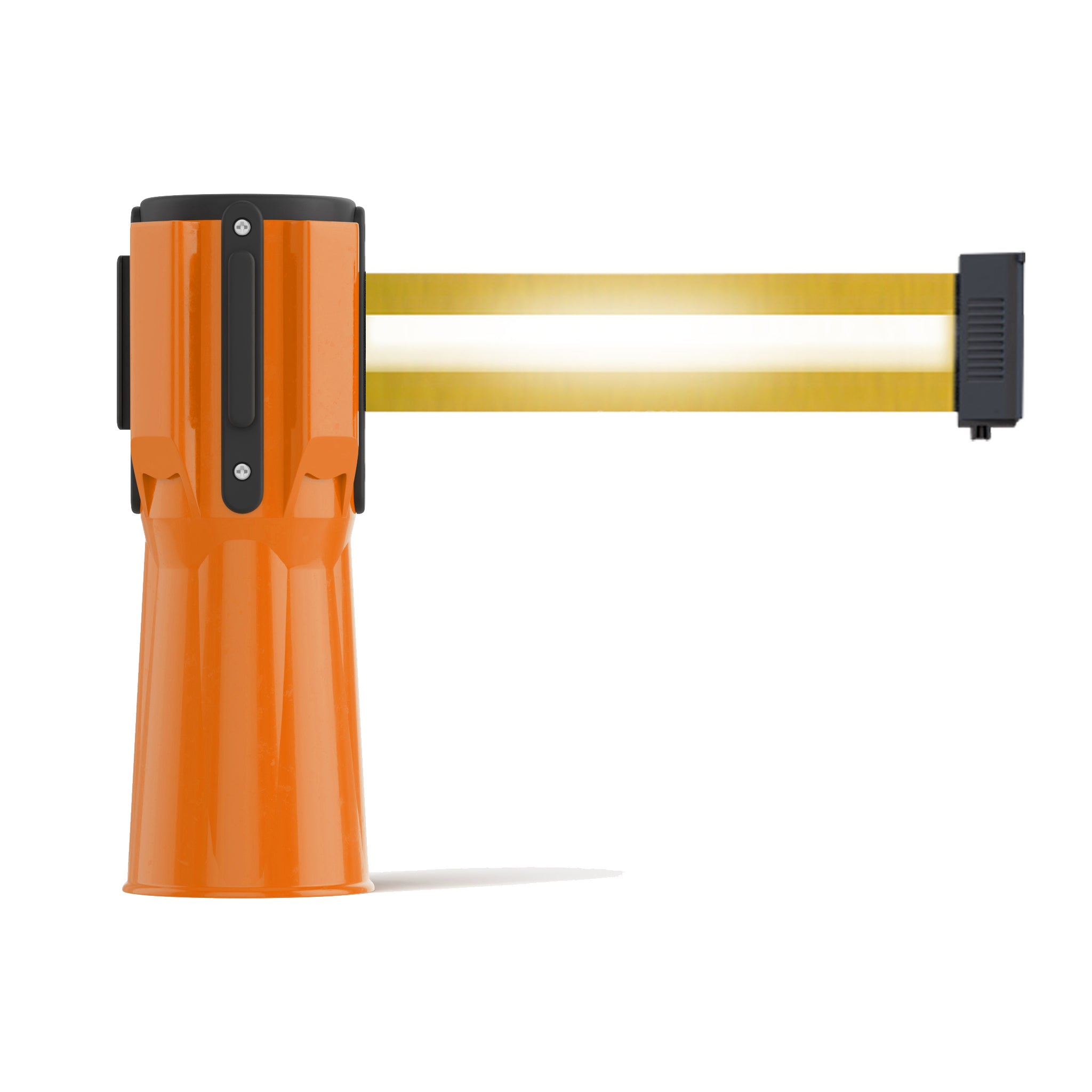 Cone - Mounted Retractable Belt Barrier, 7.5 Ft. Belt - Trafford Industrial - Crowd Control Warehouse