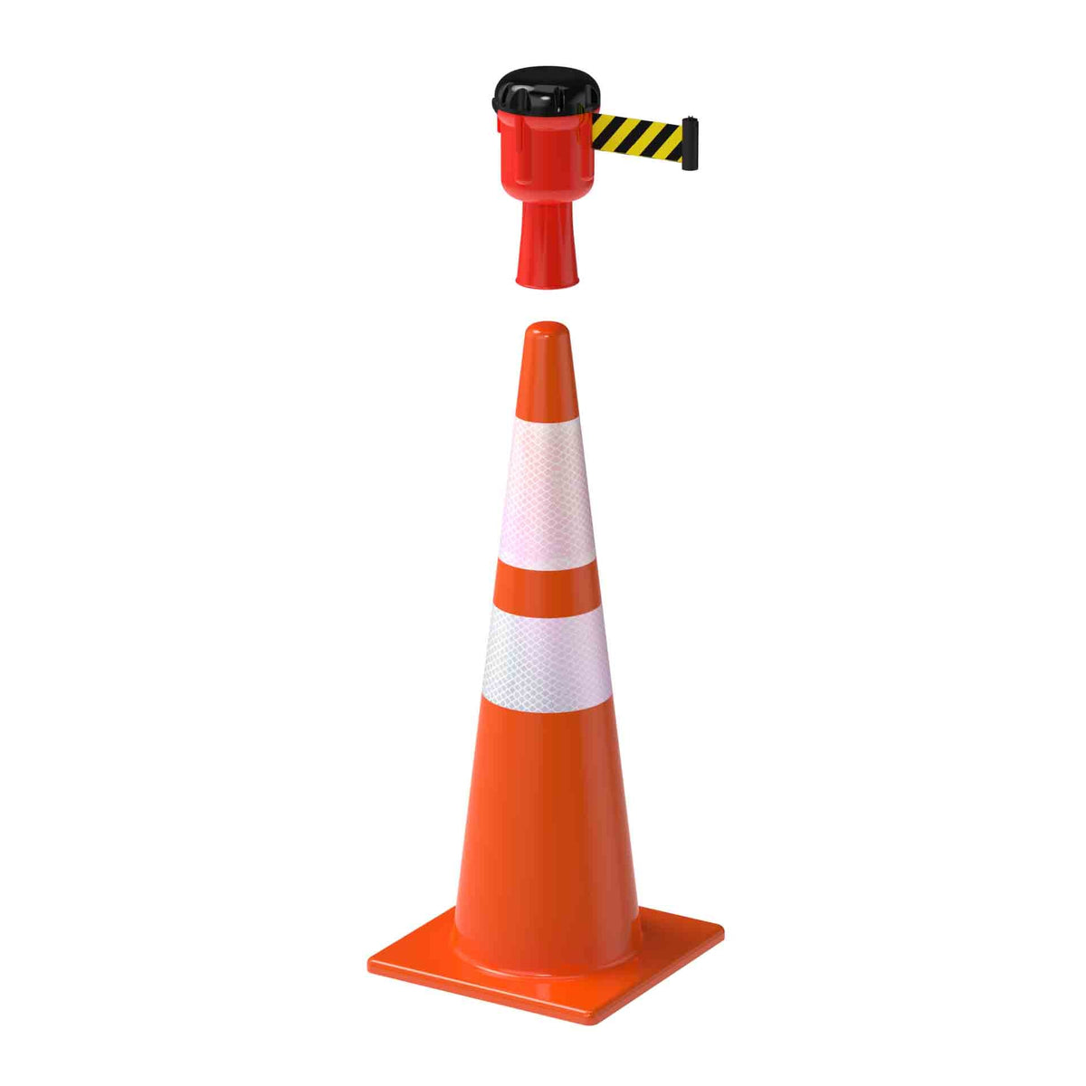 Cone - Mounted Retractable Belt Barrier, Red Case - Montour Line CM160 - Crowd Control Warehouse