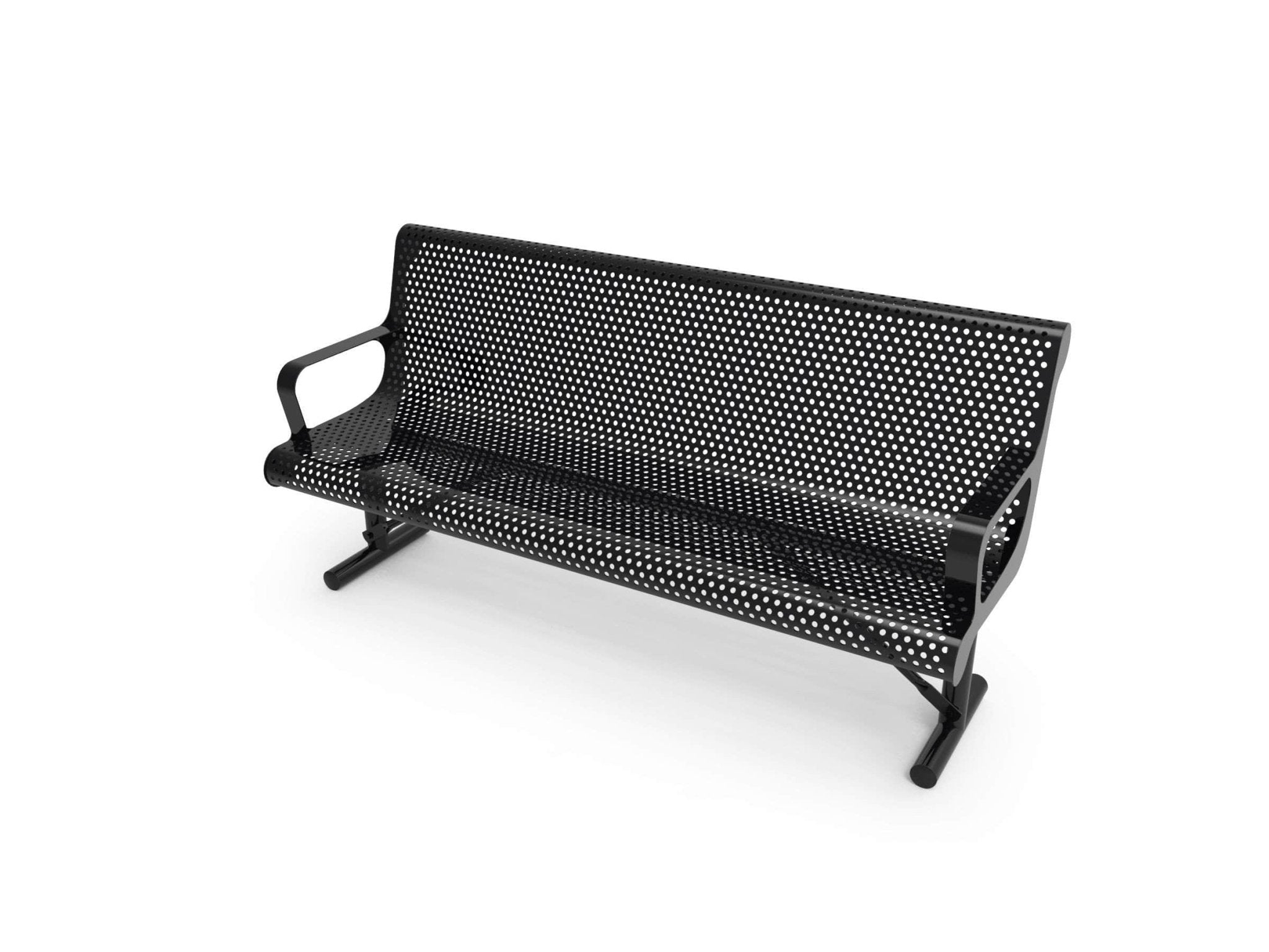 Contoured Park Bench with Arm - Circular Pattern, 4ft. - Crowd Control Warehouse