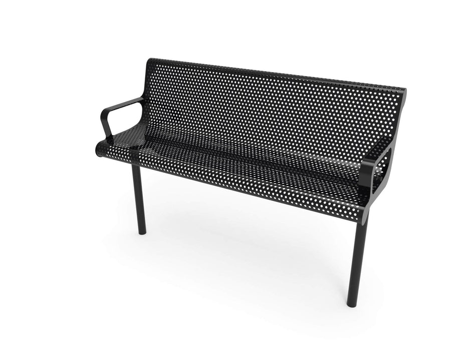 Contoured Park Bench with Arm - Circular Pattern, 4ft. - Crowd Control Warehouse