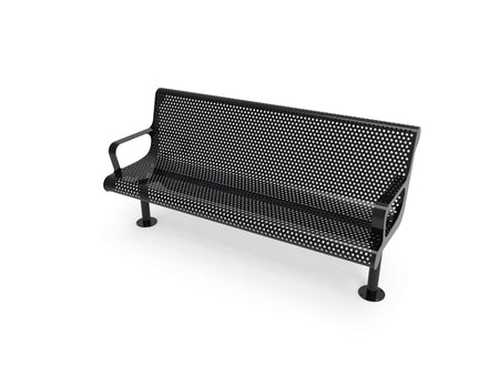 Contoured Park Bench with Arm - Circular Pattern, 4ft. - Crowd Control Warehouse