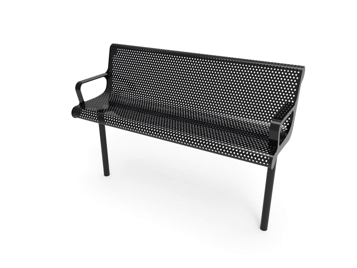 Contoured Park Bench with Arm - Circular Pattern, 6ft. - Crowd Control Warehouse