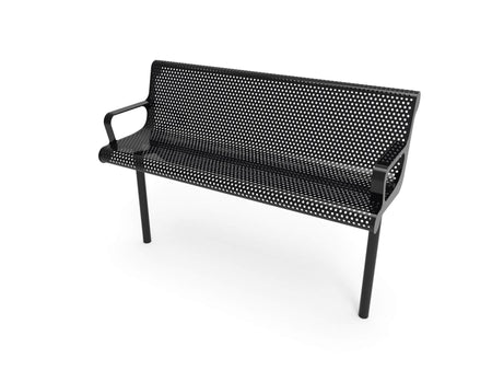 Contoured Park Bench with Arm - Circular Pattern, 6ft. - Crowd Control Warehouse