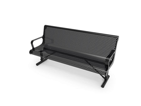 Contoured Park Bench with Arm - Circular Pattern, 6ft. - Crowd Control Warehouse