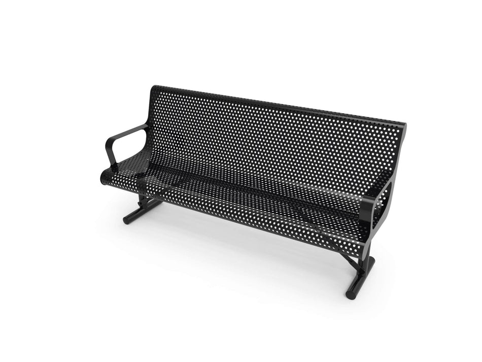 Contoured Park Bench with Arm - Circular Pattern, 6ft. - Crowd Control Warehouse