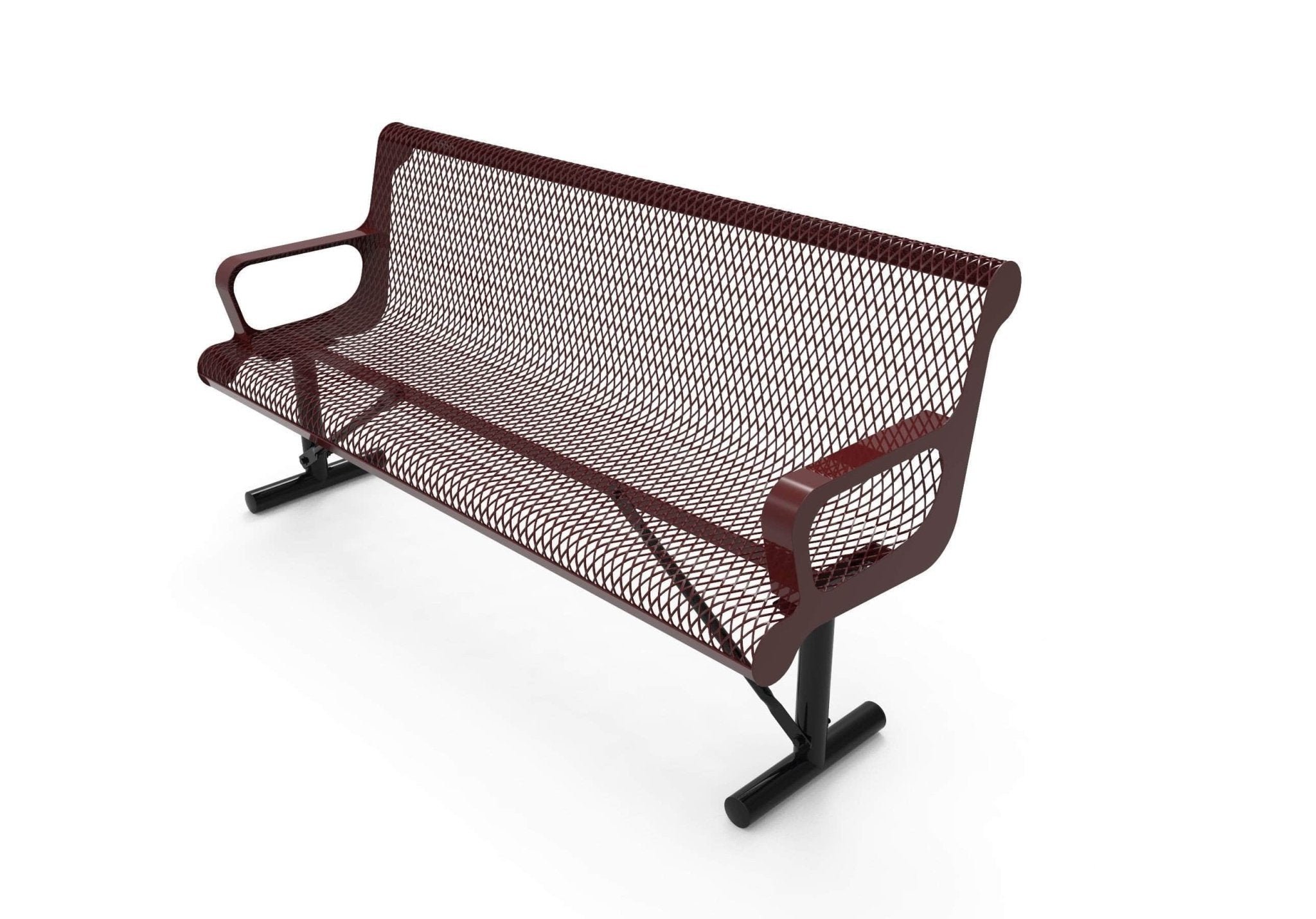 Contoured Park Bench with Arm - Diamond Pattern - Crowd Control Warehouse