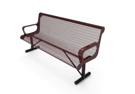 Contoured Park Bench with Arm - Diamond Pattern - Crowd Control Warehouse