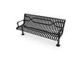 Contoured Park Bench with Arm - Slatted Steel - Crowd Control Warehouse