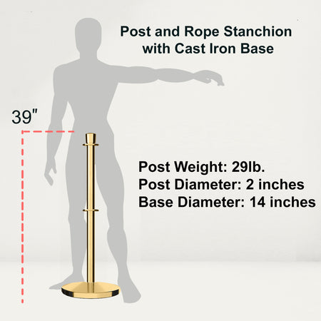 Crown Top Dual Rope Stanchion with Cast Iron Base - Montour Line CILineD - Crowd Control Warehouse