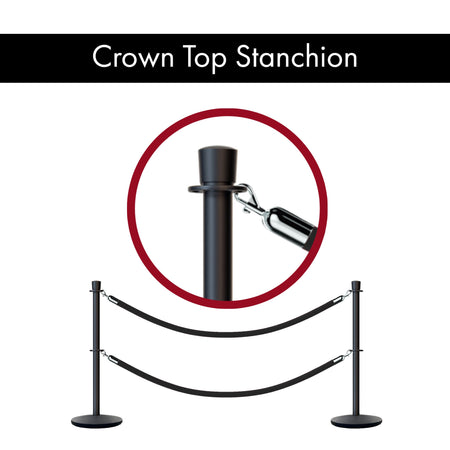 Crown Top Dual Rope Stanchion with Cast Iron Base - Montour Line CILineD - Crowd Control Warehouse