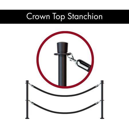 Crown Top Dual Rope Stanchion with Fixed Base - Montour Line CXLineDF - Crowd Control Warehouse