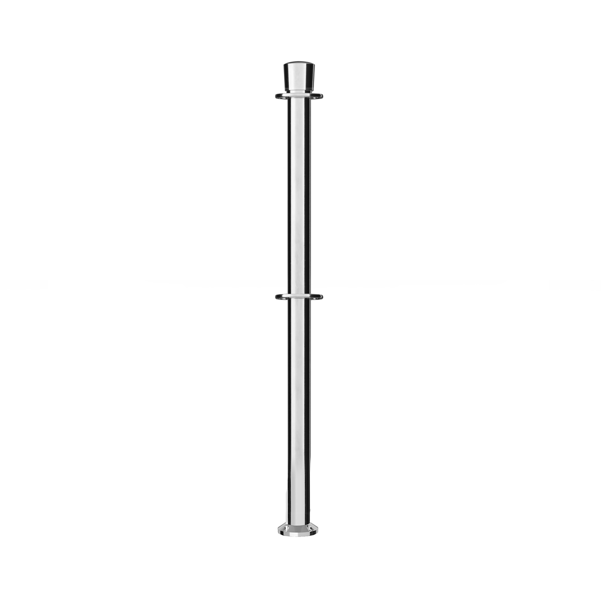 Crown Top Dual Rope Stanchion with Fixed Base - Montour Line CXLineDF - Crowd Control Warehouse