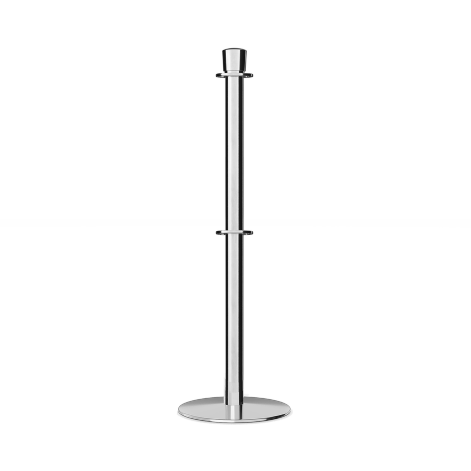 Crown Top Dual Rope Stanchion with Low Profile Base - Montour Line CXLineD - Crowd Control Warehouse