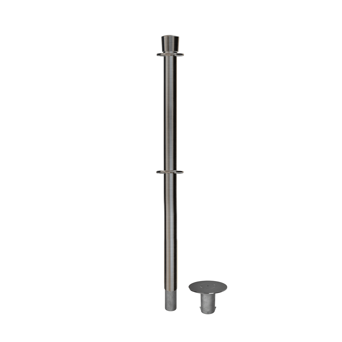 Crown Top Dual Rope Stanchion with Removable Base - Montour Line CXLineDR - Crowd Control Warehouse