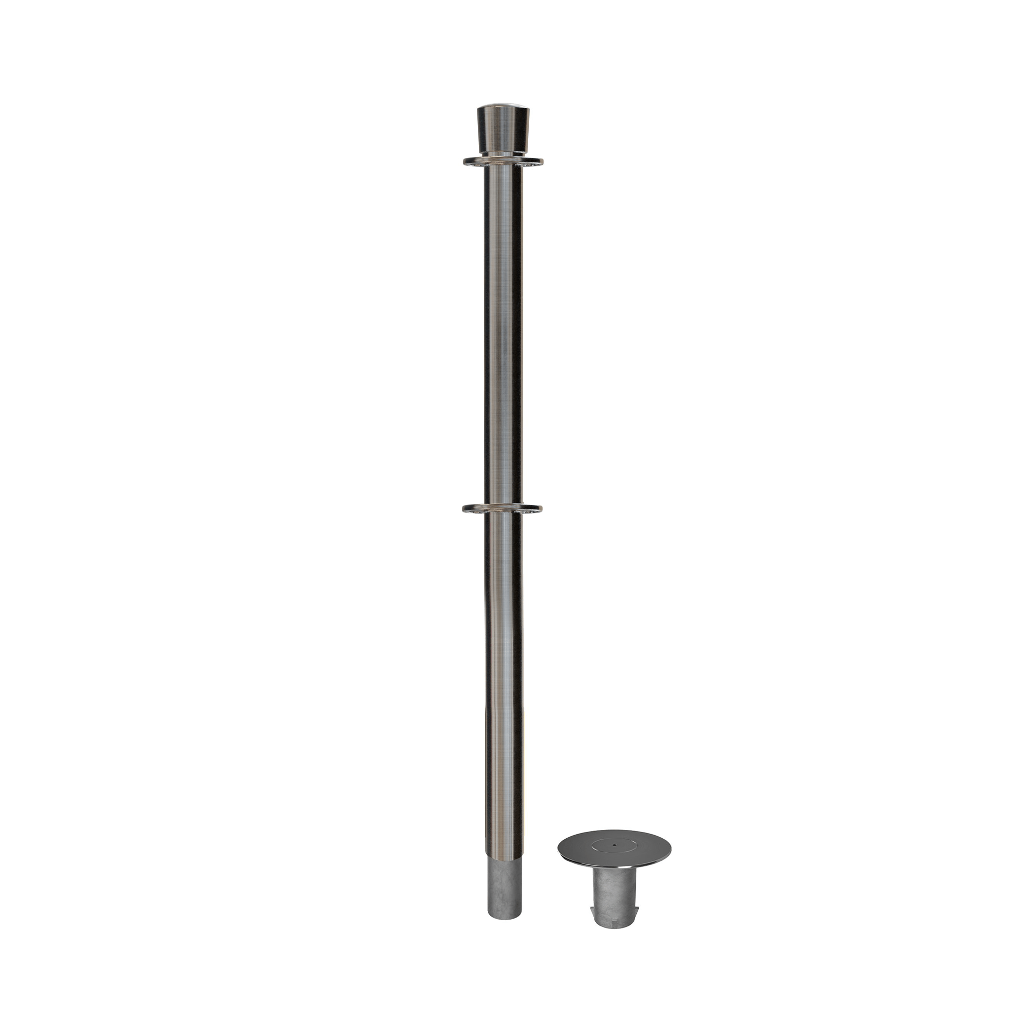 Crown Top Dual Rope Stanchion with Removable Base - Montour Line CXLineDR - Crowd Control Warehouse
