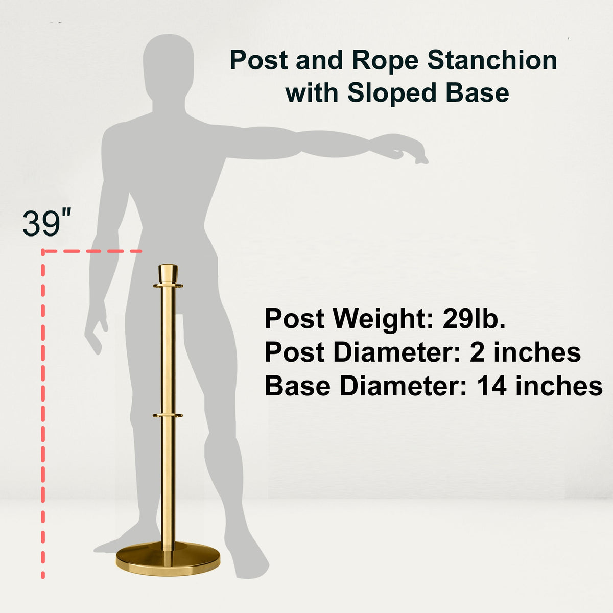 Crown Top Dual Rope Stanchion with Sloped Base - Montour Line CLineD - Crowd Control Warehouse