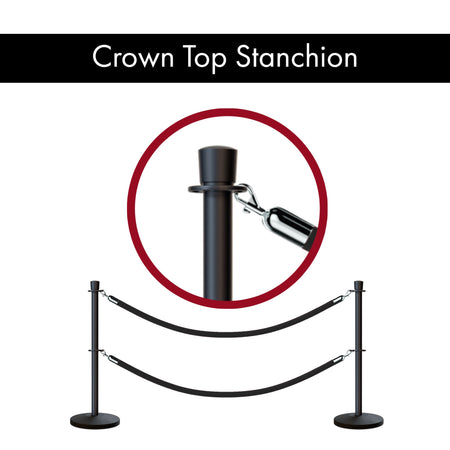 Crown Top Dual Rope Stanchion with Sloped Base - Montour Line CLineD - Crowd Control Warehouse