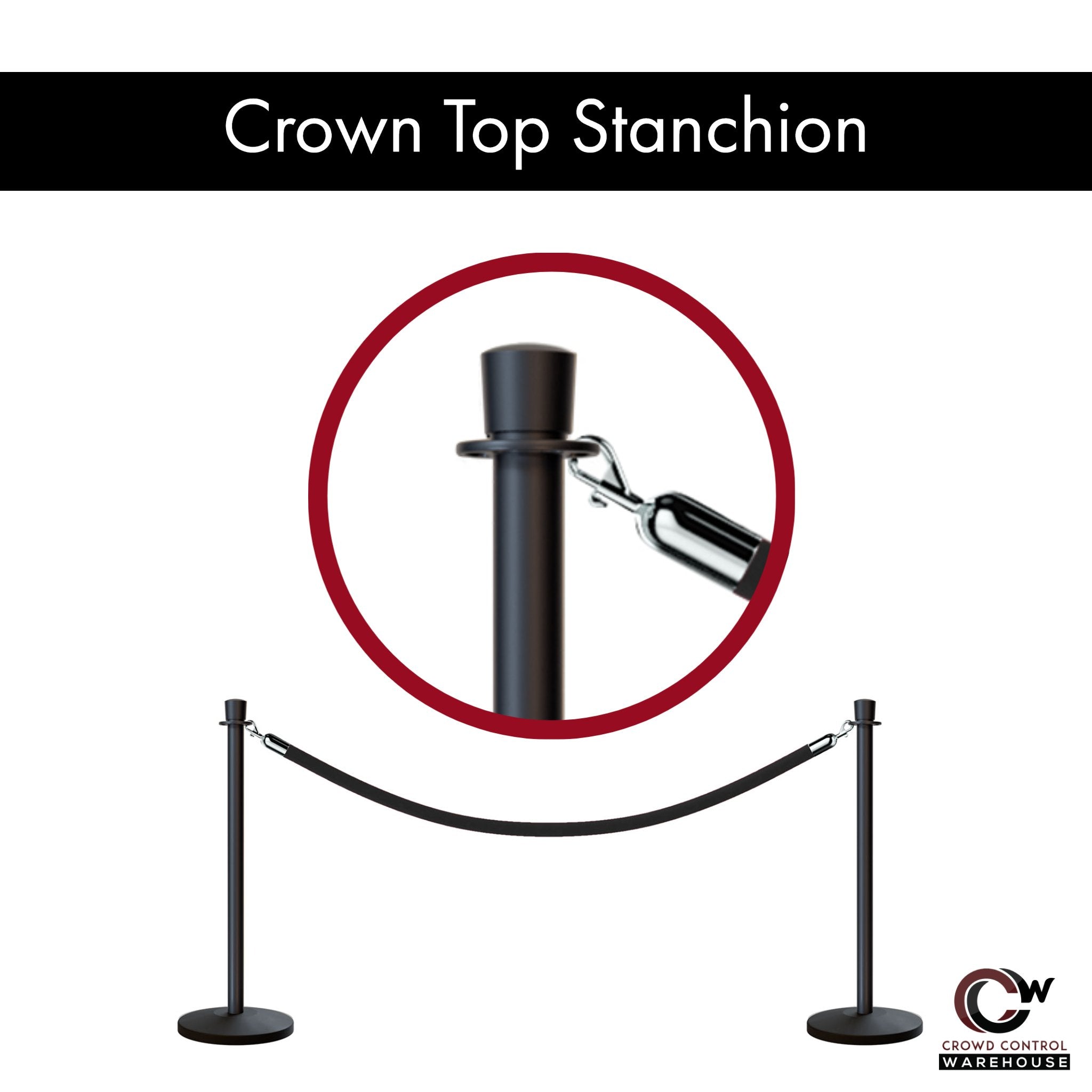 Crown Top Post and Rope Stanchion Kit - Montour Line - Crowd Control Warehouse