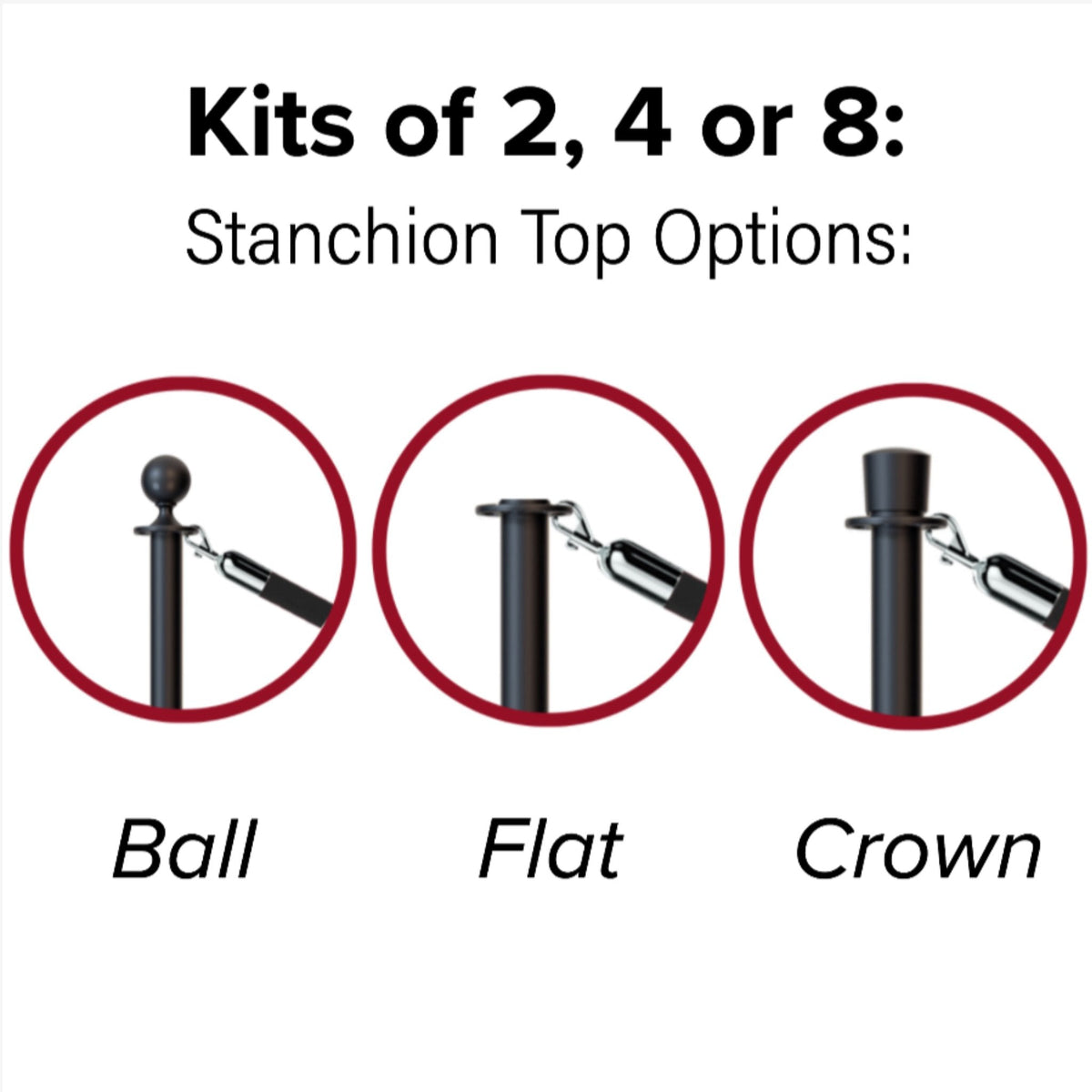 Crown Top Post and Rope Stanchion Kit - Montour Line - Crowd Control Warehouse