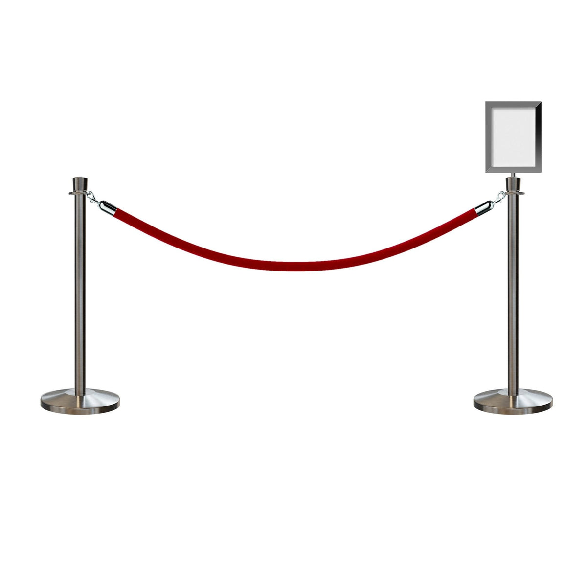 Crown Top Post and Rope Stanchion Kit with Sign Frame - Montour Line - Crowd Control Warehouse