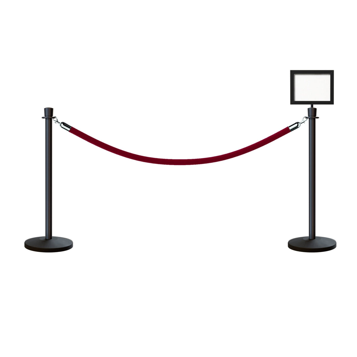 Crown Top Post and Rope Stanchion Kit with Sign Frame - Montour Line - Crowd Control Warehouse