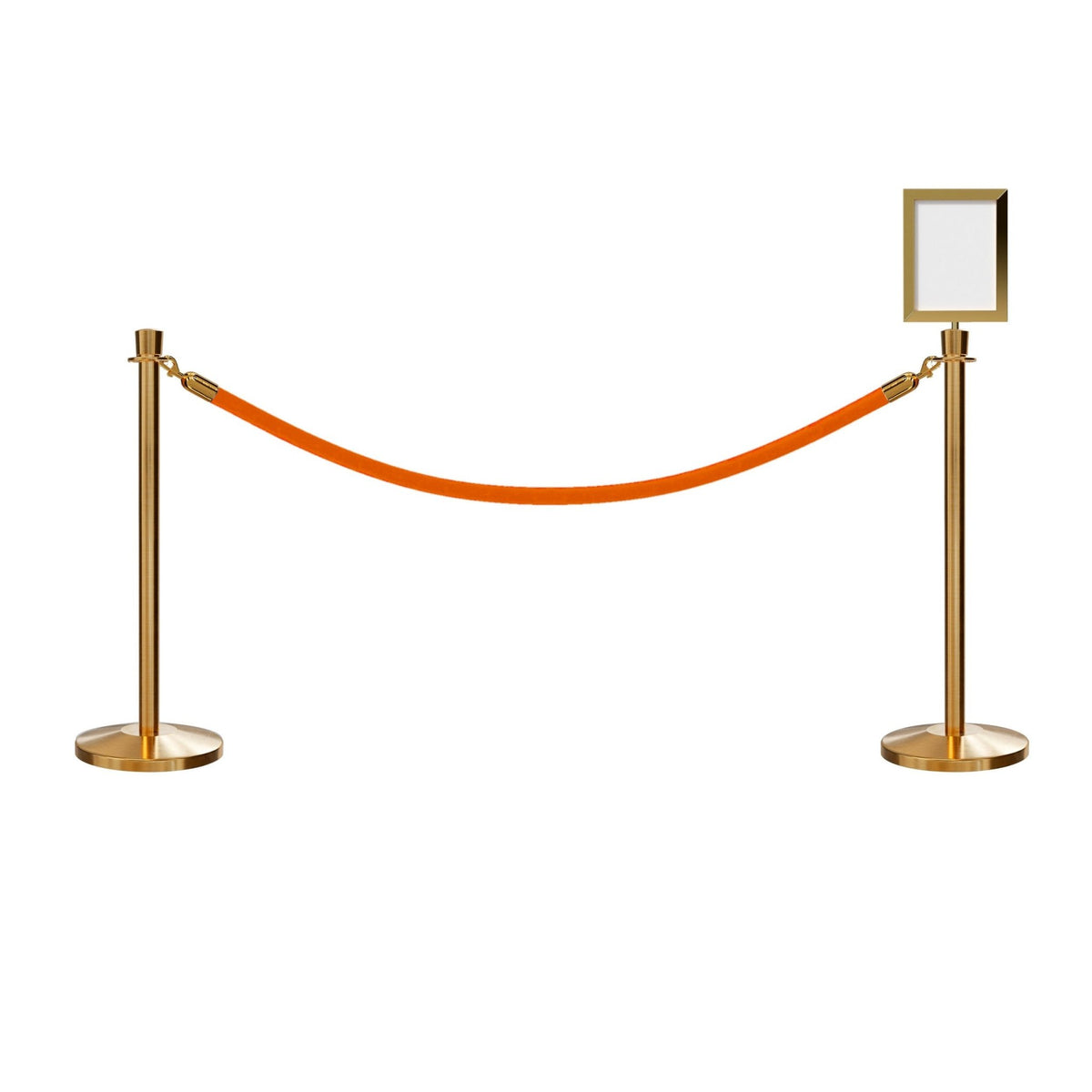 Crown Top Post and Rope Stanchion Kit with Sign Frame - Montour Line - Crowd Control Warehouse