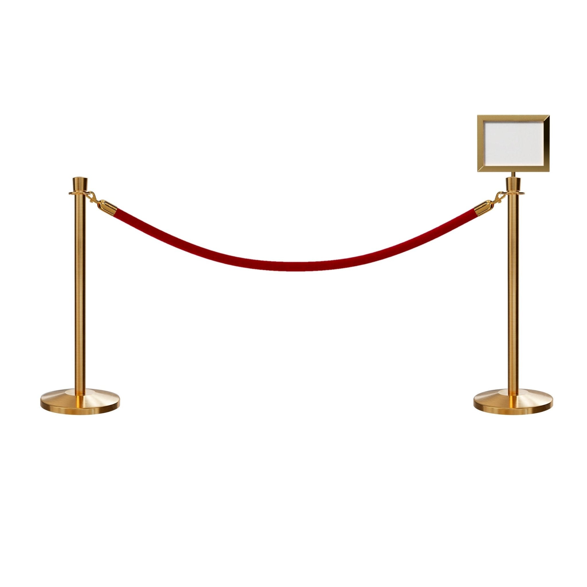 Crown Top Post and Rope Stanchion Kit with Sign Frame - Montour Line - Crowd Control Warehouse