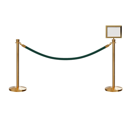 Crown Top Post and Rope Stanchion Kit with Sign Frame - Montour Line - Crowd Control Warehouse