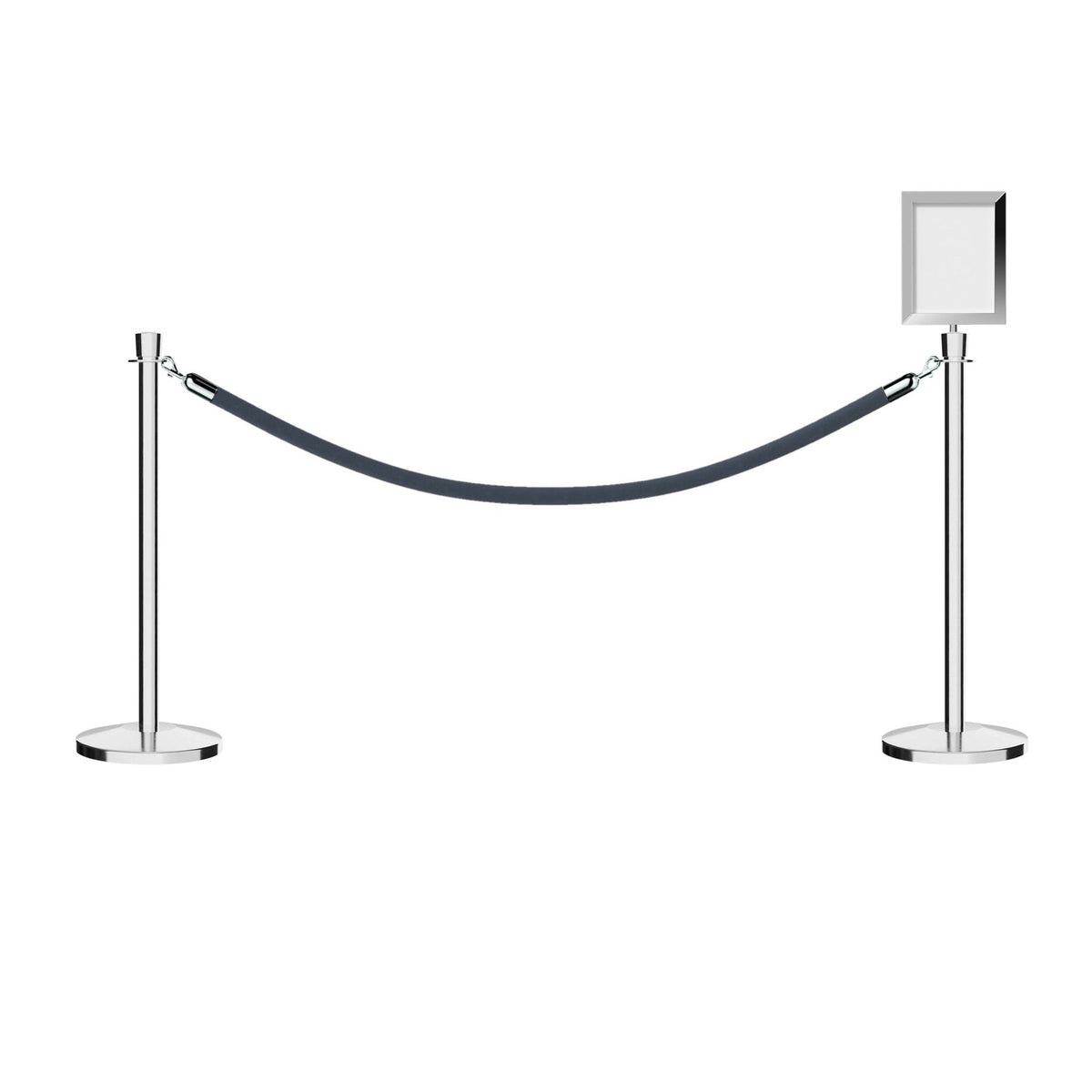 Crown Top Post and Rope Stanchion Kit with Sign Frame - Montour Line - Crowd Control Warehouse